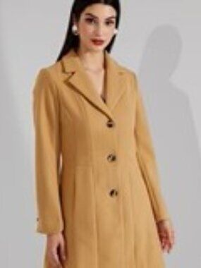 Single Breasted Notched Lapel Outerwear Coat - Camel color